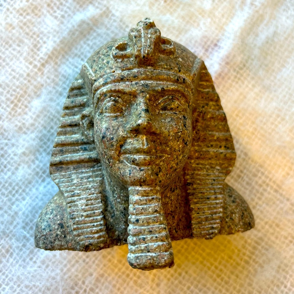 VINTAGE granite EGYPT'S KING TUT BUST HAND SCULPTURED